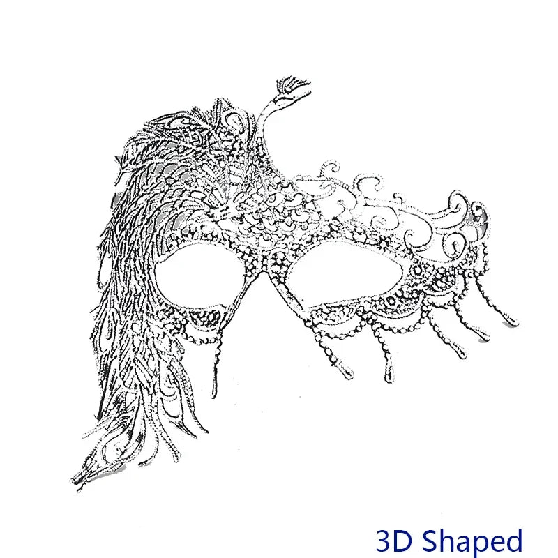 Women's Sexy Half Face Animal Lace Party Mask for Halloween Masquerade Cosplay Party Supplies Ladies Anime Eye Masks Silver