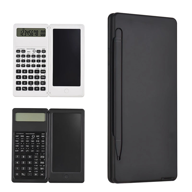 2-In-1 Foldable Scientific Calculator & 2.5 inch Writing Tablet 10 Digit LCD Display For College Office Student Teacher
