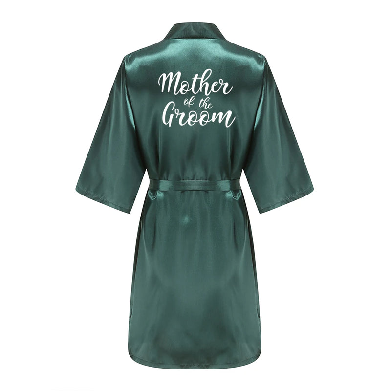 Wedding Party Team Bride Robe With White Letters Kimono | SAMAG