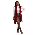 Women's Long Sleeveless Draped Open Front Sweater Vest Cardigan Side Pockets Button Daily Wear Going Out Date Draped Duster Vest