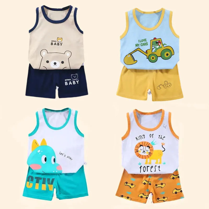 Children Clothing Vest Suit Sets Summer Cotton T - Shirts - View 3 | SAMAG