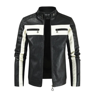 Men Slim Motorcycle Leather Jackets Casual PU Coats Male | SAMAG