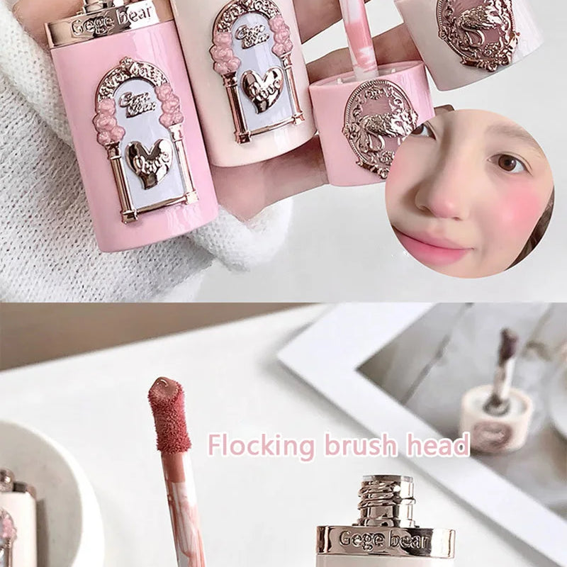 Gege Bear Strawberry Pink Liquid Blush Korean Makeup Matte Nude Apricot Tint Blusher Brighten Face Rubores Rouge Cute Makeup