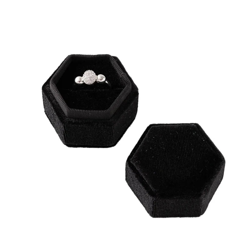 1PC Velvet Ring Box Hexagon Jewelry Box Gift Box for Jewelry Packaging
