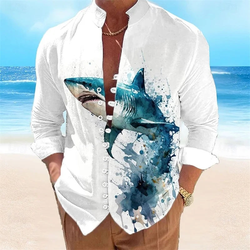New men's Long Sleeved Shirt With Gold 3D Turtle Print | SAMAG