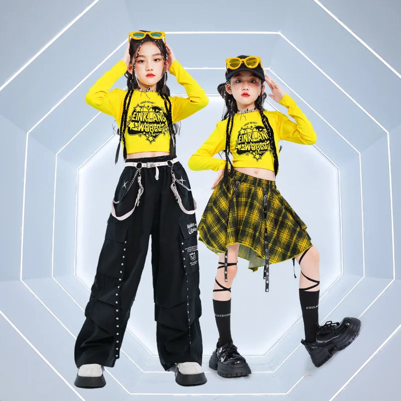 Hip Hop Kids Cool Crop Top K - pop Street Dance Cargo Pants - View 4 | SAMAG