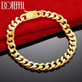 DOTEFFIL 18K Gold 8mm Sideways Bracelet Chain Men Women Wedding Engagement Party Jewelry