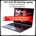 16.1 Inch S6 Gaming Laptop Intel Core i9-13900H RTX4050 6G i7-8750H GTX1650 4G Windows11 RAM Max 64GB DDR4 2TB SSD Fingerprint