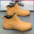 Men's Winter Fleece Lined Short Rain Boots Waterproof Non Slip Work Kitchen Safety Black Rubber Boots Thickened Shoe Bottom