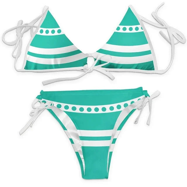 Anime Printing Swimsuit Bikini Nami Cosplay Costume Women Sexy Micro Bikini Kawaiii Japanese Cute Anime Lingerie Set Bra Thong