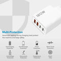 Quick Charge 3.0 Fast Charger Muti Total 120W 4 Port USB Type C PD Mobile Phone Wall Adapter for iPhone 16 Samsung S24 Xiaomi 15