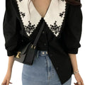 Plus Size Women's Summer Retro Short Sleeve Blouse Loose - View 2 | SAMAG