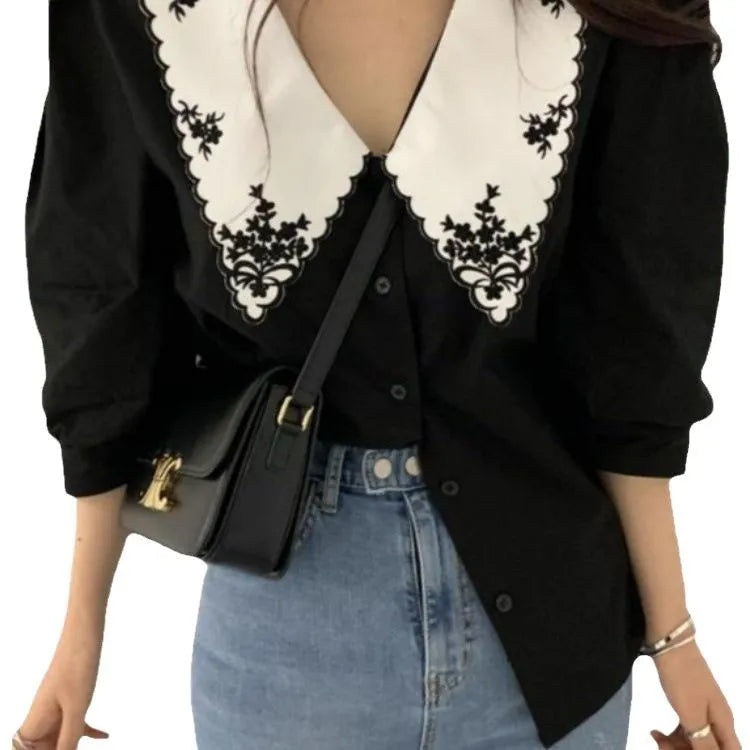 Plus Size Women's Summer Retro Short Sleeve Blouse Loose - View 2 | SAMAG
