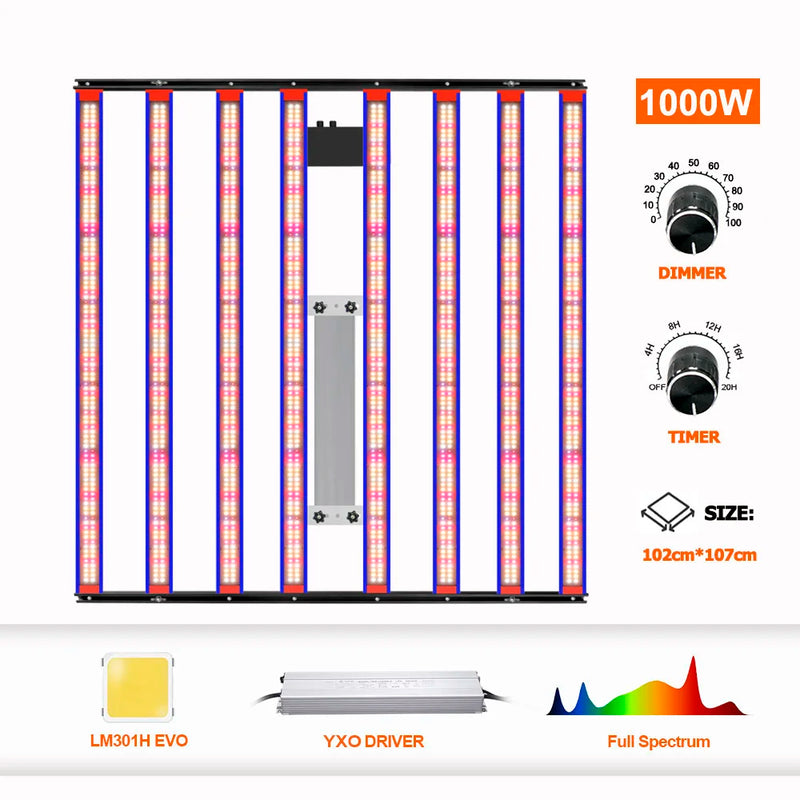 1000W LM301H EVO 650W Full Spectrum LED Grow Light Bar UV IR Turn on/off For Indoor Flower Tent Plant Growth Phyto Lamp