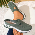 Women's Backless Walking Mules Non-Slip Breathable Knit Slippers for Elderly Ladies Indoor Outdoor Casual Shoes