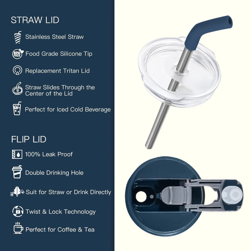 Ideus Thermos Mug Stainless steel double-layer vacuum coffee cup with lid and straw car water bottle for heat and cold preservat