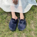 Women's Mules and Clogs Fuzzy Mink Fur Slippers with Arch Support Outdoor Women Shoe Closed Toe Nonslip Comwarm Clog Shoes Woman