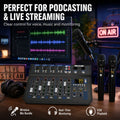 6 Channel Audio Mixer with 2 Wireless Microphones Bluetooth USB DJ Console Sound Mixer for Podcast Live Streaming Karaoke Studio