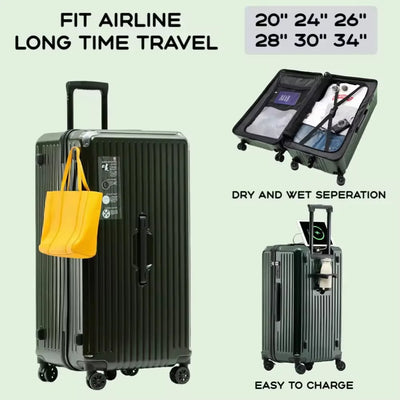 Large Capacity Cup Holder Luggage Suitcase USB Charging | SAMAG