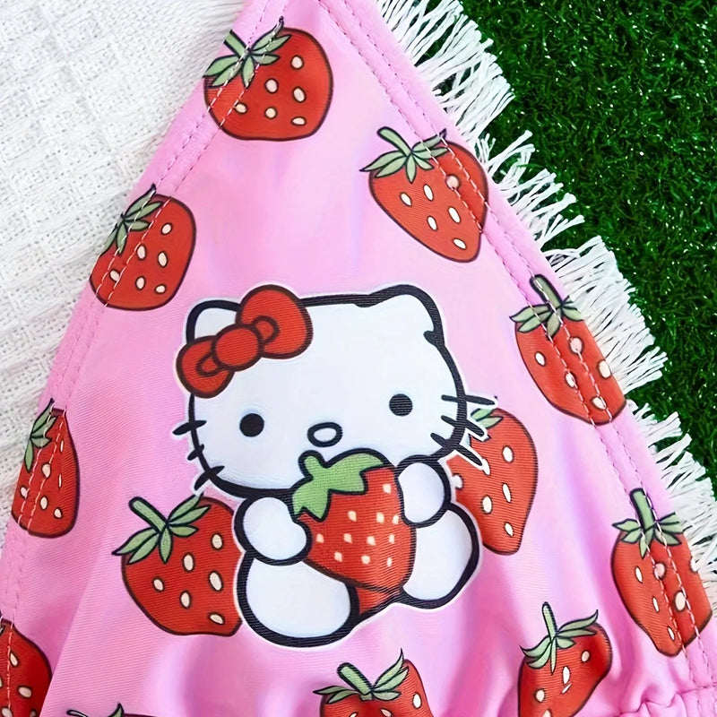 /a set Hello Kitty Strawberry Cute Cartoon Gir Bikini | SAMAG