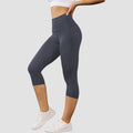 Women's High Waisted White Leggings Knee - Length Yoga - View 10 | SAMAG