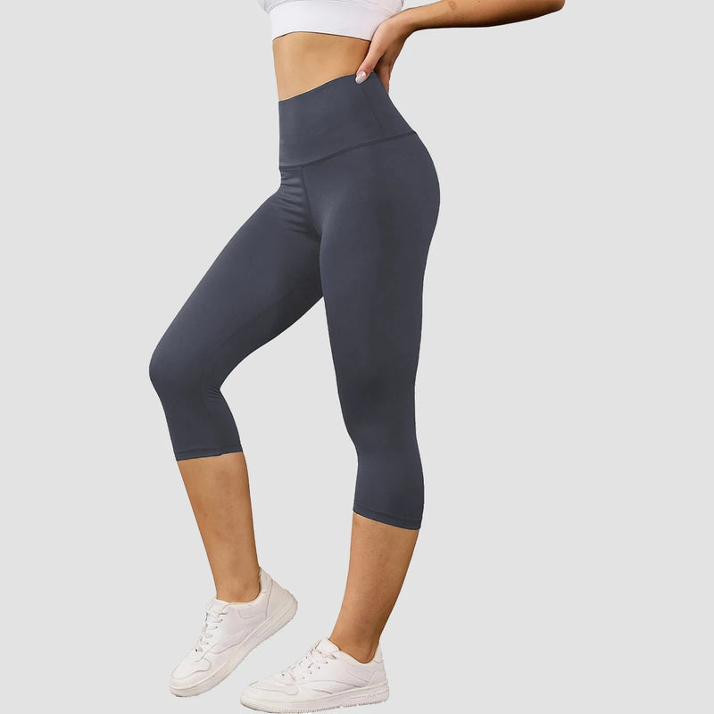 Women's High Waisted White Leggings Knee - Length Yoga - View 10 | SAMAG