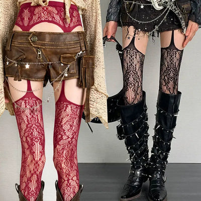 Lolita Sweet Girls Punk Style Floral Tights Colorful | SAMAG