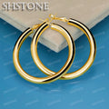 SHSTONE 18K Gold 50mm Big Round Earrings For Women Party Wedding Banquet Fashion Jewelry 925 Sterling Silver Hoop Earring Gifts
