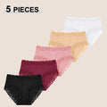 5PCS Seamless Cotton Fabric Panties Women Patchwork Lace Floral Underwear Elastic High Waist Briefs Sexy Female Lingerie S-XXL