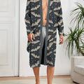 Spring and Autumn Men's Long Nightgown with Digital Printed Bat Pattern, A Comfortable Home Casual Bathrobe Men.