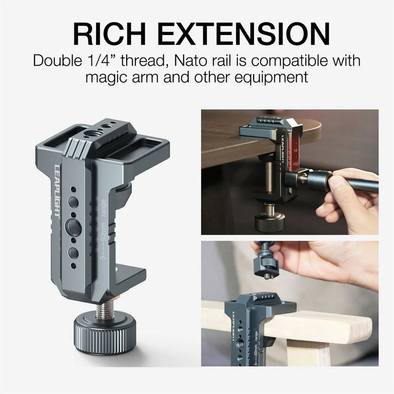 LEAPLIGHT Photography C Clamp Desk Camera Mount with 1/4" NATO for Photo Studio Video DSLR,Cameras, Desk, Rods, Hooks, Shelves
