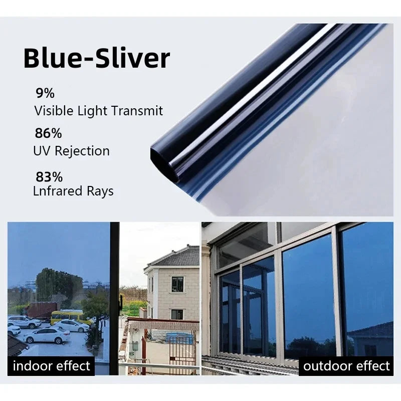 One Way Window Privacy Tint Film Anti Look Vinyl Mirror Self-adhesive Film Sun Blocking Anti UV Static Cling Stickers Home Decor