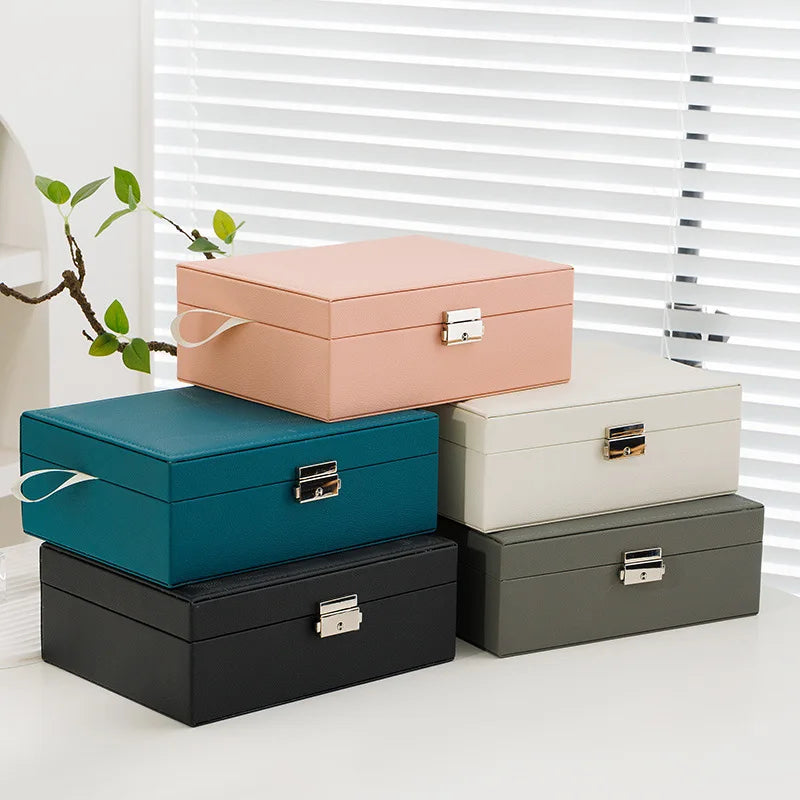 Double - layer Wooden Jewlery Box Ring Jewelry Boxes and Packaging with PU Leather Storage Organizer and - Visuel 3 | SAMAG