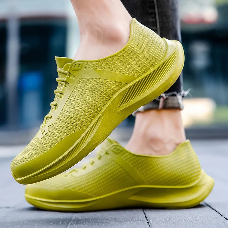 Men Rain Boots Low-Top Waterproof Shoes Fashion Non-Slip Work Boots Slip on Soft Sole Fishing Shoes Unisex Outdoor Rubber Shoes