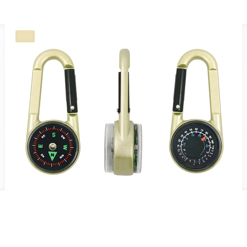 Durable Zinc Alloy Dual-Sided Compass&Thermometer Keychain|Portable Quick-Hang Outdoor Guide for Camping,Hiking,Beach