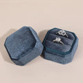 Octagon Velvet Jewelry Box Double Ring Storage Box With Detachable Lid For Engagement Wedding Ring Packaging Display Gift Box