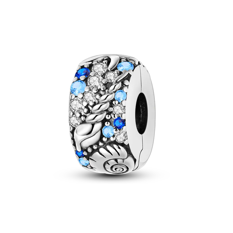 925 Sterling Silver Ocean Theme Charm Beads For Women Blue Wave Dolphin Seashell Compatible Summer Beach Vacation Jewelry