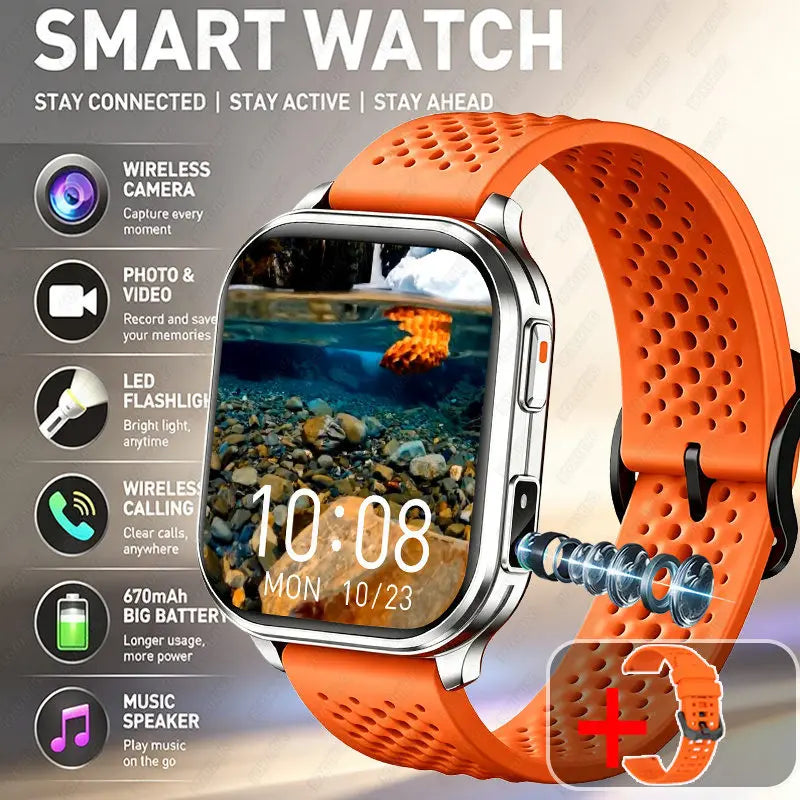 2026New Smart Watch With Camera Men Women Photos Record Video Health Sports Fitness IP68 Waterproof BT Call Recording Smartwatch