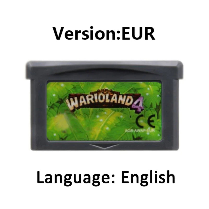 Mario GBA Games cards EUR USA Version GBA Game Cartridge 32 Bit Video Game Console Card Series Super  Wario Land4