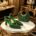 New Italian Pumps and Bag To Party 2026 INS Style Pointed Metalldekoration Rhinestone Elegant Gold Color High Heels for Women