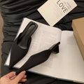 Pointed Toe Women Mules Slipper Fashion Candy Color Ladies Elegant Dress Sandal Square Low Heel Slip on Slides Shoes