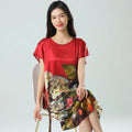19MM 100% Mulberry  Silk Dress Pajamas Sleeping Home Dress Nightwear Women's Loose Plus Size  Short Sleeve Summer  40-80kg