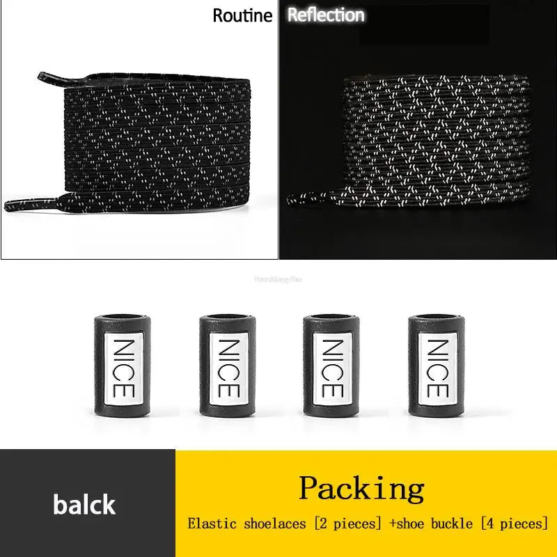 New Reflective No Tie Shoelaces Elastic Laces Sneakers Flat Shoe laces without ties Kids Adult Shoelace One size fits all Shoes