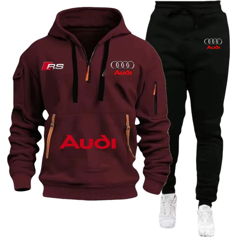 Audi Warm Hoodie Pullover Jacket & Two - Piece Casual Sport Pants Set Insulated Outdoor Fashion - View 7 | SAMAG
