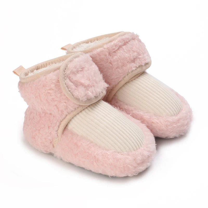 Autumn Winter Boots Baby Girl Boys Winter Warm Shoes Solid Fashion Toddler Fuzzy Balls First Walkers Kid Shoes 0-18M