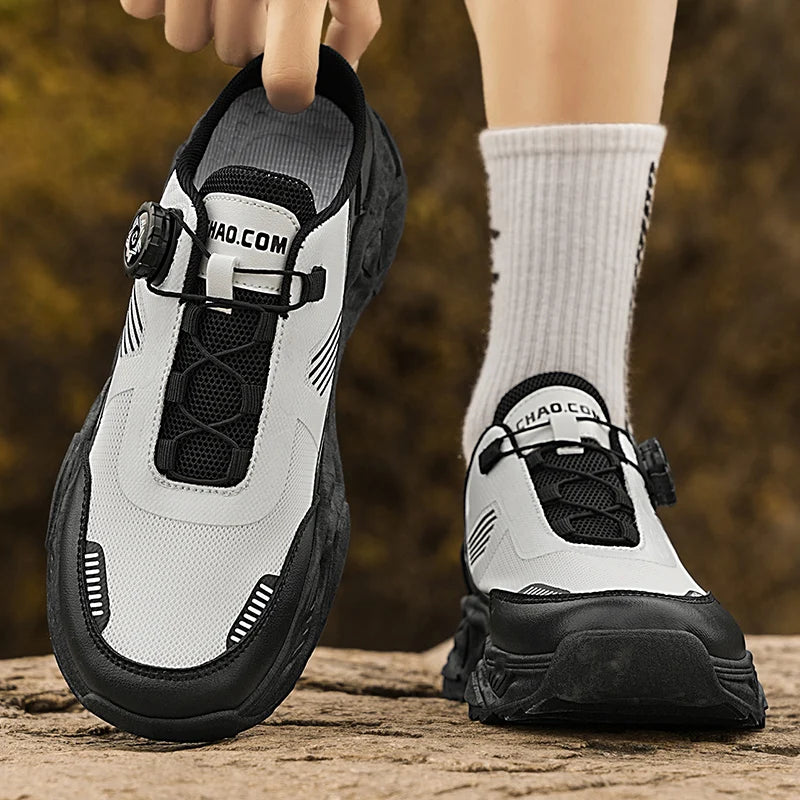 Men's Korean casual breathable casual shoes summer soft-sole anti-slip youth half-slippers rotating shoelaces sports tide shoes