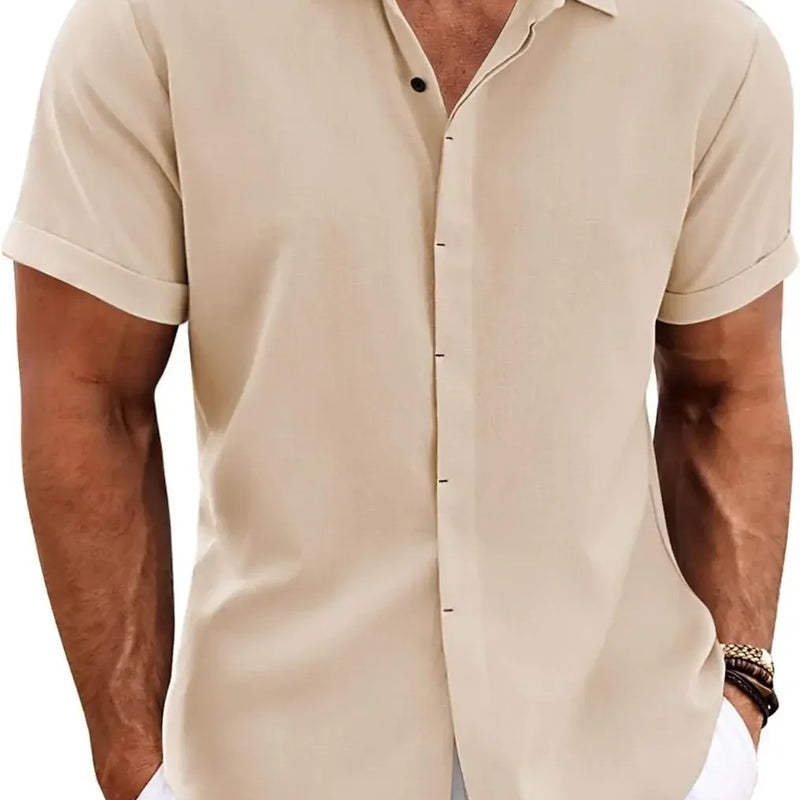 Men's Fashion Casual Solid Color Shirt Pullover Button | SAMAG