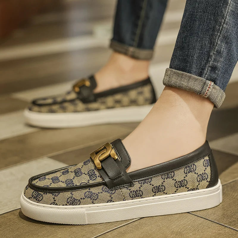 2026 New Bussiness Casual Shoes for Men Low-top Fashion Loafers Slip On Flat Boat Shoe Mens Luxury Leather Shoes