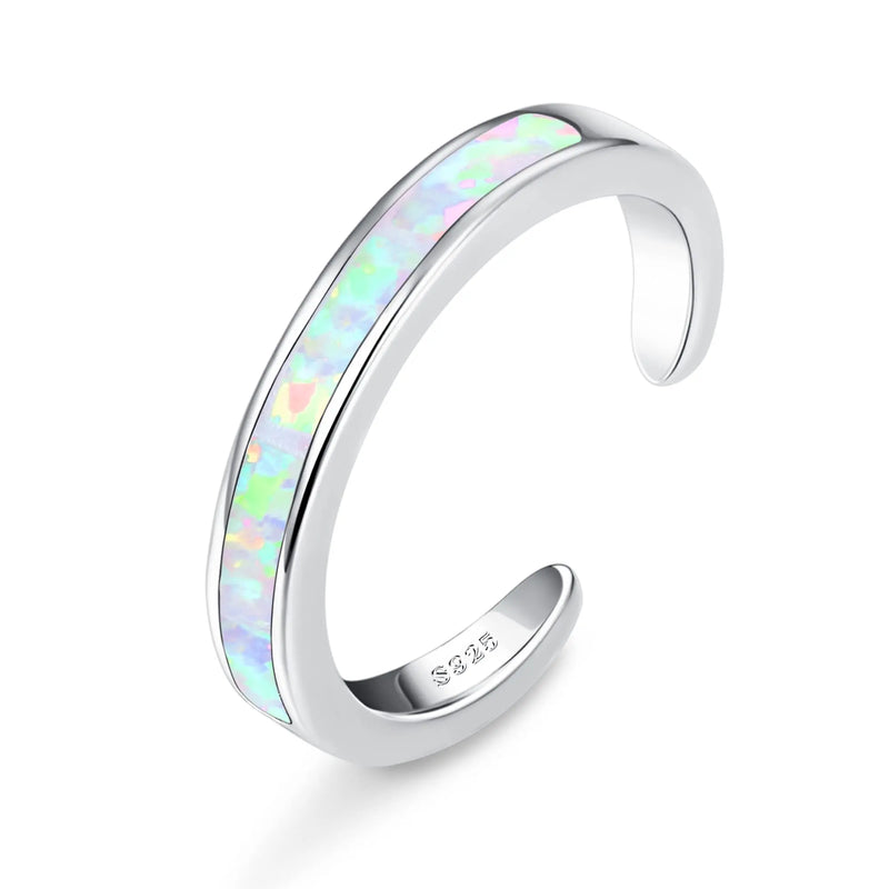 Fansilver S925 Sterling Silver Toe Rings for Women Adjustable White Gold Plated Flower Cz Snake Twist Opal - Visuel 8 | SAMAG