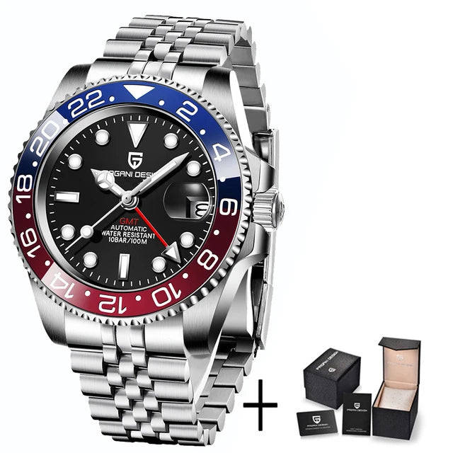 2026 New PAGANI DESIGN Luxury Men Mechanical Watches Stainless Steel GMT Watch Top Brand Sapphire Glass Men Watch reloj hombre
